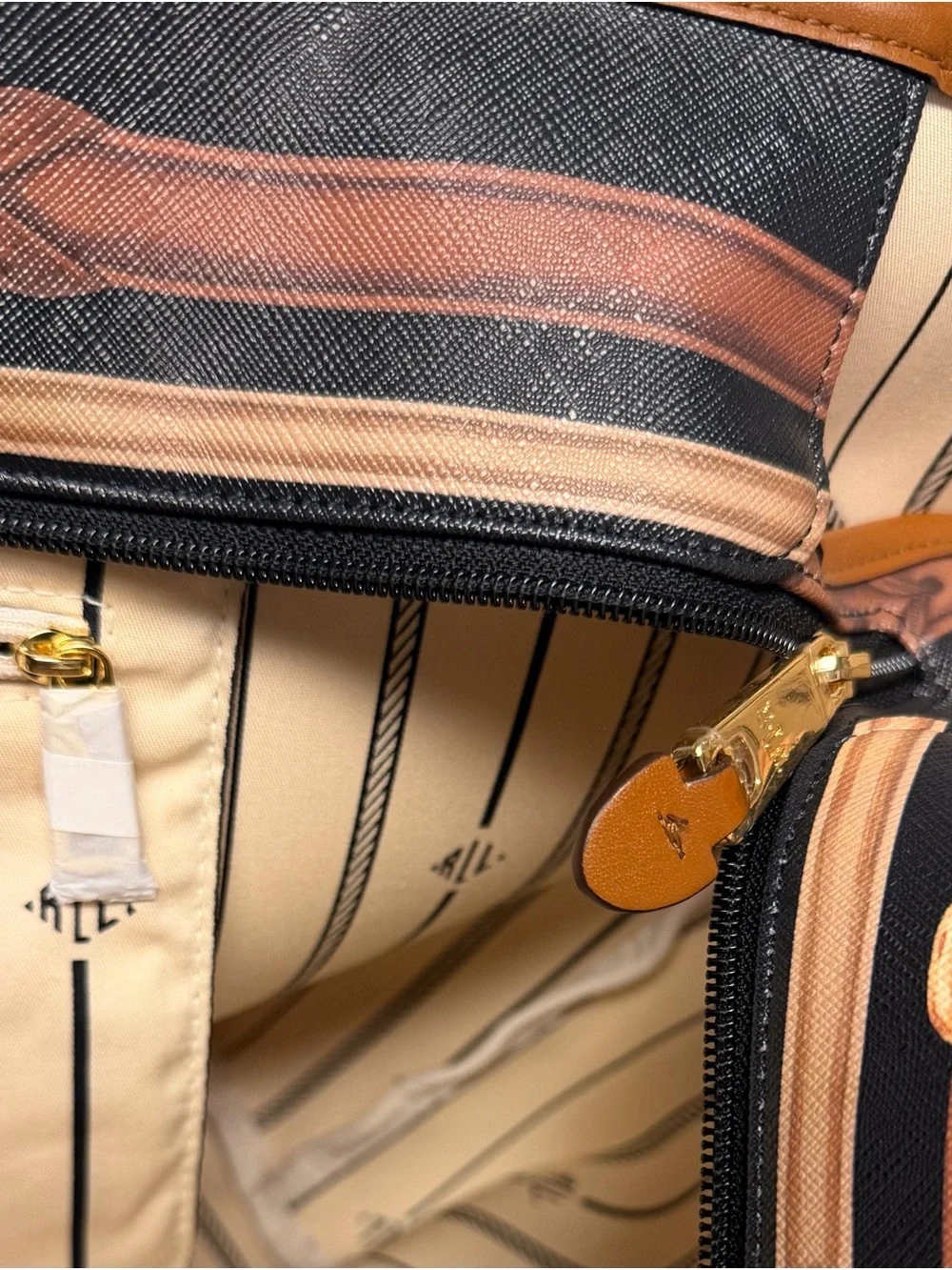 Lauren Ralph Lauren Equestrian Belt Print Large Tote Bag